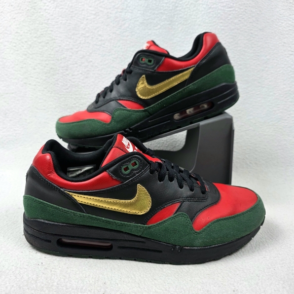 Nike Air Max 1 iD Black Power Men's Shoes Size 10 Multicolor Leather Sneakers